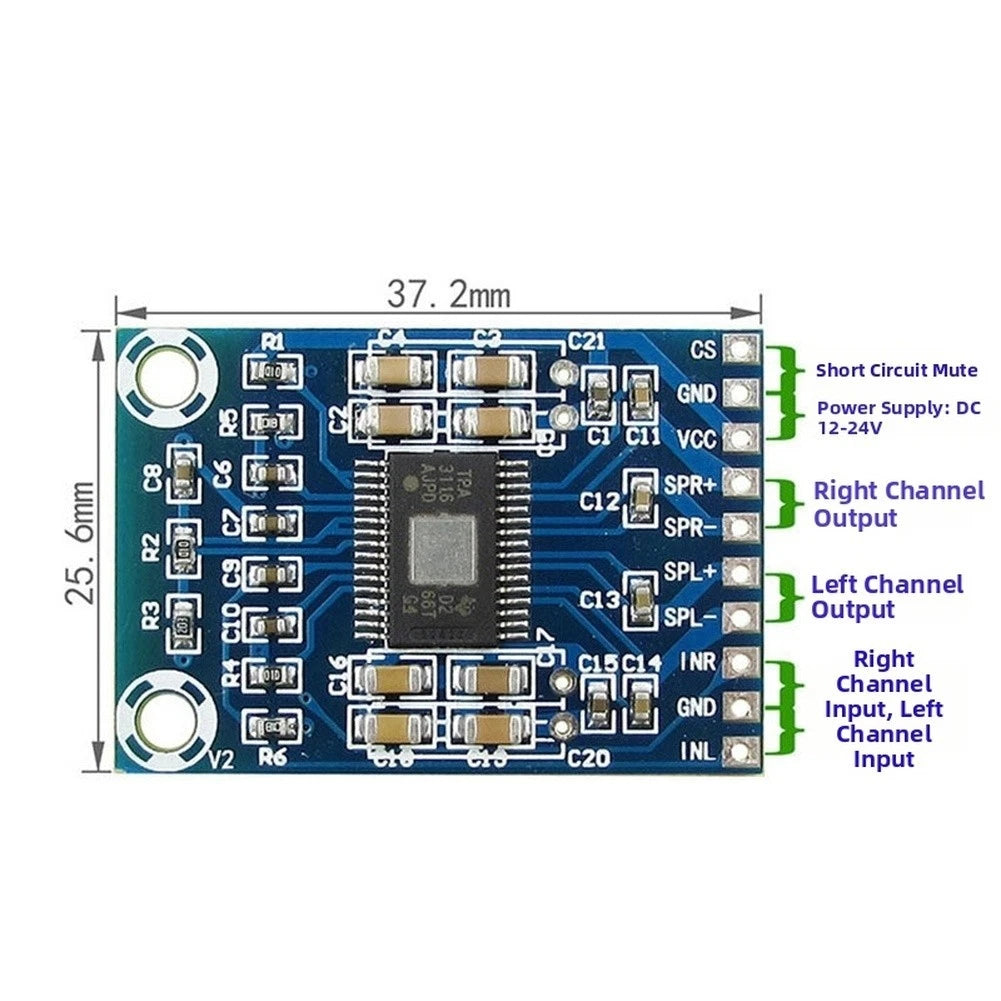 TPA3116D2 Audio Enhancement Board for Dual Channel Class D (50W)
