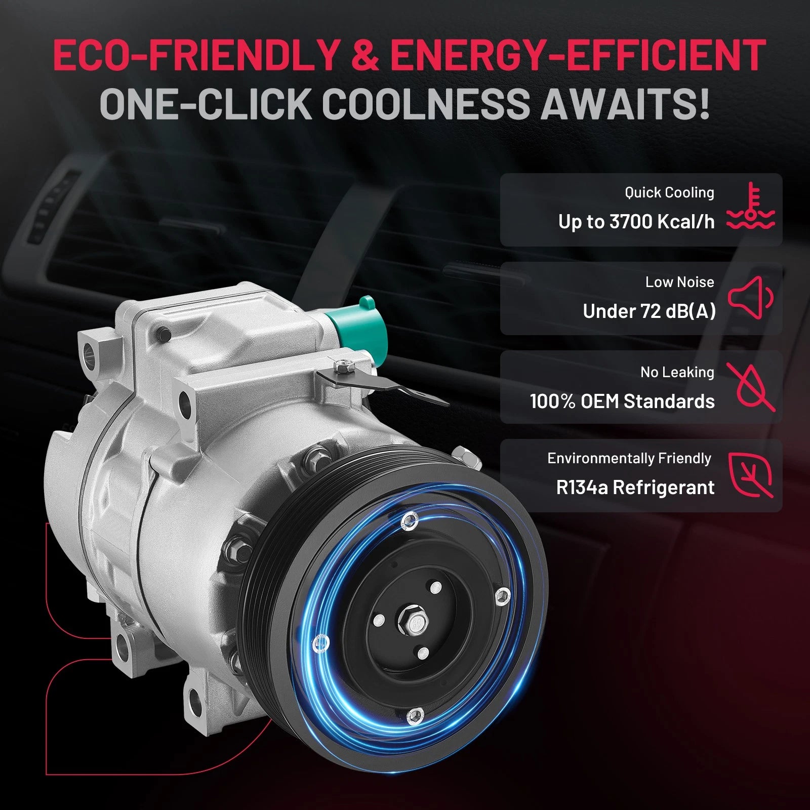 AC Compressor with Clutch for Hyundai Santa Fe, Kia Sorento (2013–2018)