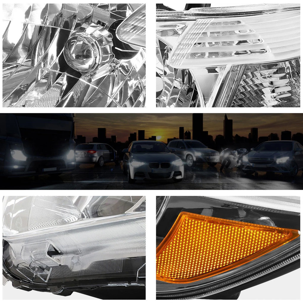 Set of 2 Chrome Housing Amber Corner Headlights for Highlander (2008–2010)