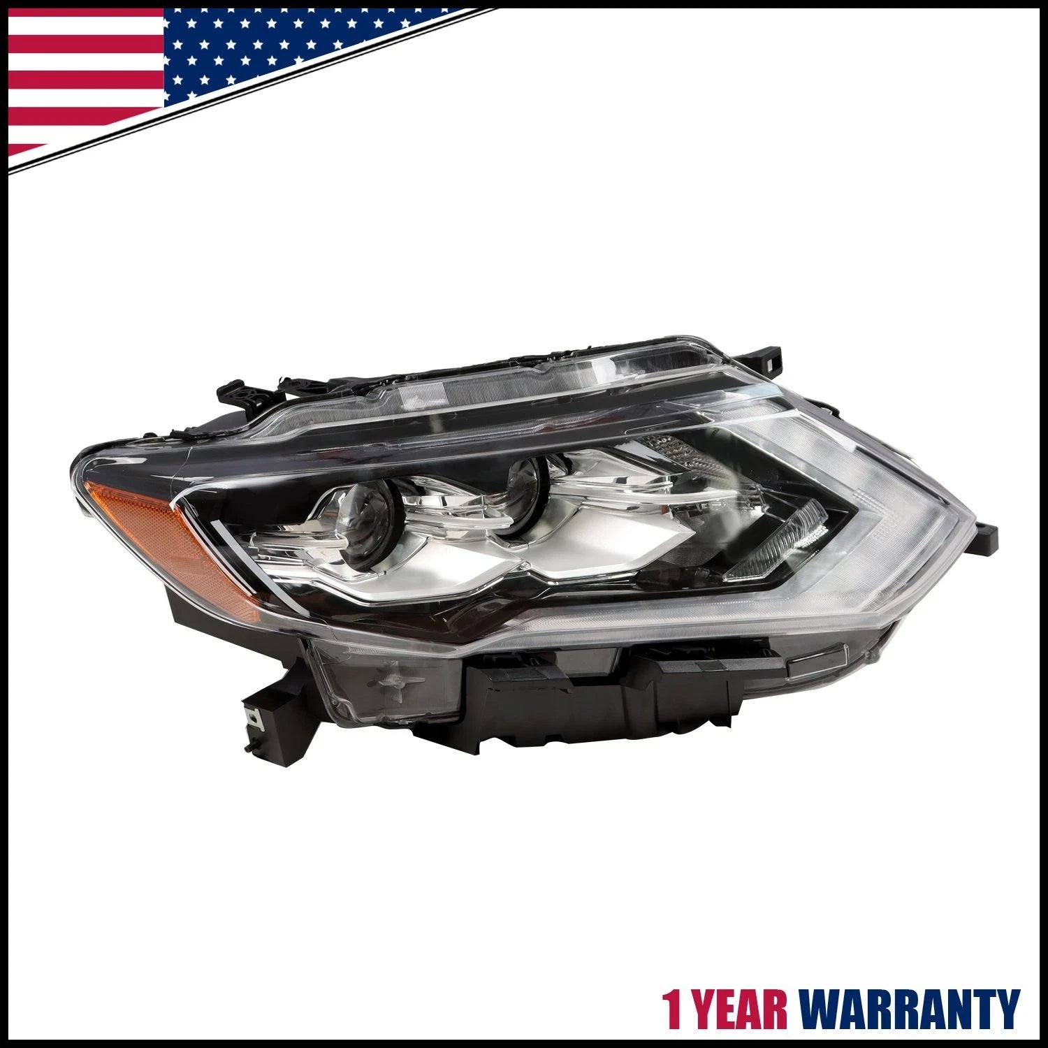 LED Passenger Headlight Assembly for Nissan Rogue SL SL Hybrid (2017–2020)