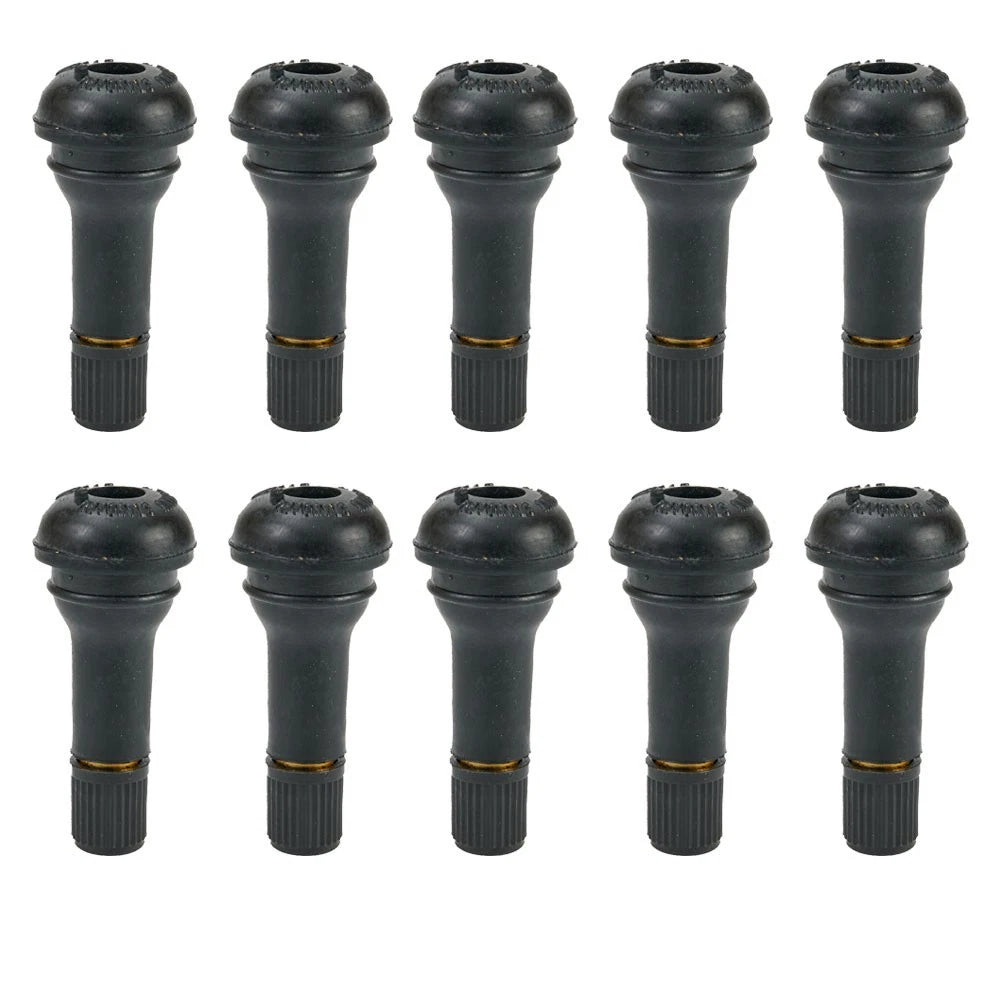Set of 10 TR413 Snap In Rubber Tubeless Tire Valve Stems for Cars