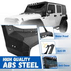 Armor Windshield Frame Cover Visor Cowl w/ LED Lights for Jeep Wrangler JK (2007–2018)