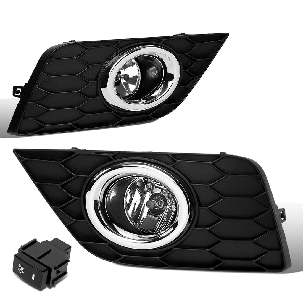 Fog Light Lamps Set of 2 for Nissan Sentra (2016–2019) w/Bezels Switch Chrome/Clear
