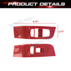 Red Carbon Fiber Door Window Lift Button Panel Trim for Dodge Challenger (2015-2024)