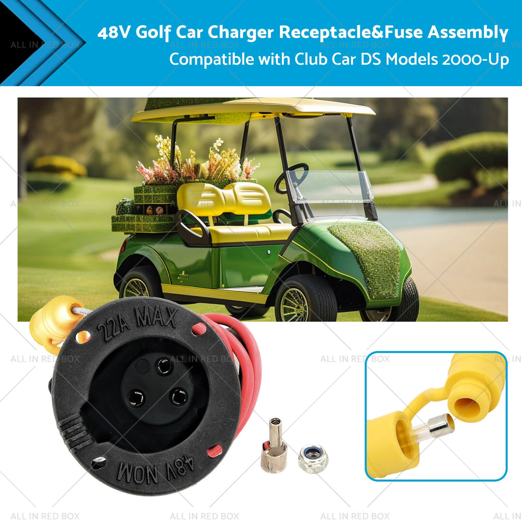 48V Golf Cart Charger Receptacle Fuse Assembly for Club Car DS (2000–Present)