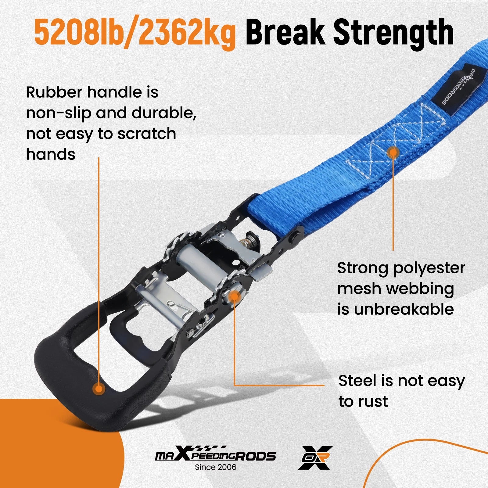 Ratchet Tie Down Straps 1.6" x 8' for Truck (2019–2025)