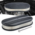Oval Half Finned Polished Aluminum Air Cleaner with Washable Filter 15x2 Inch