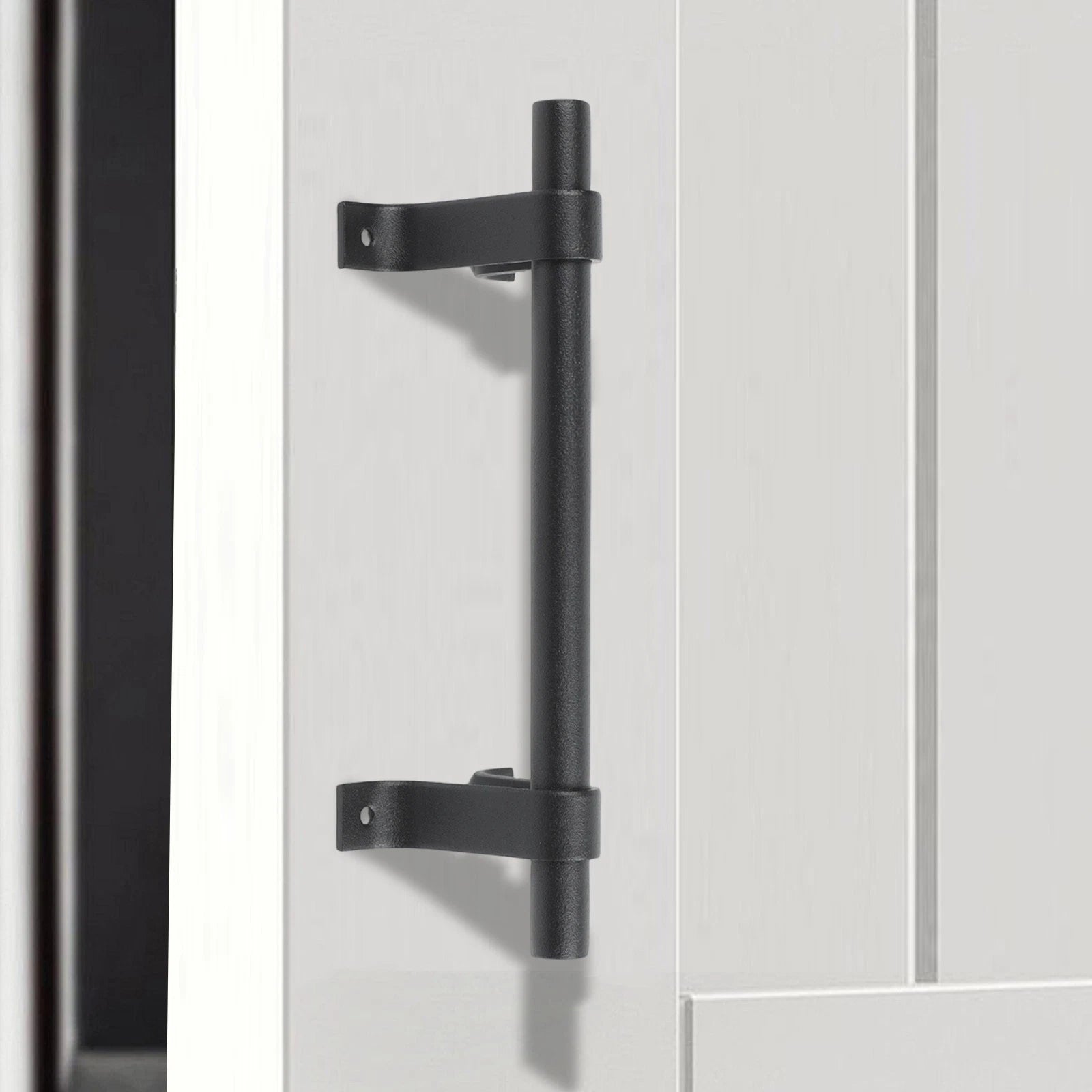 Barn Door Handle for Sliding Door (Carbon Steel, Black Finish)