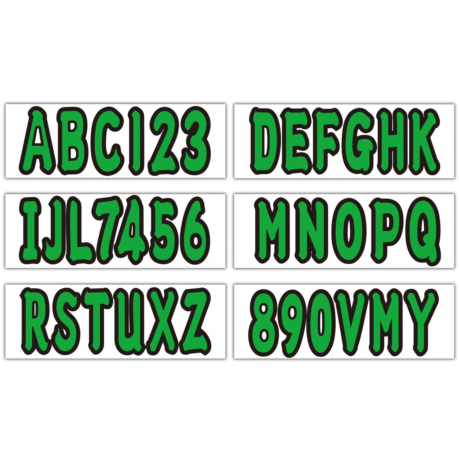 Set of 4 Green Decals Stickers for Boat Registration A-Z & 0-9