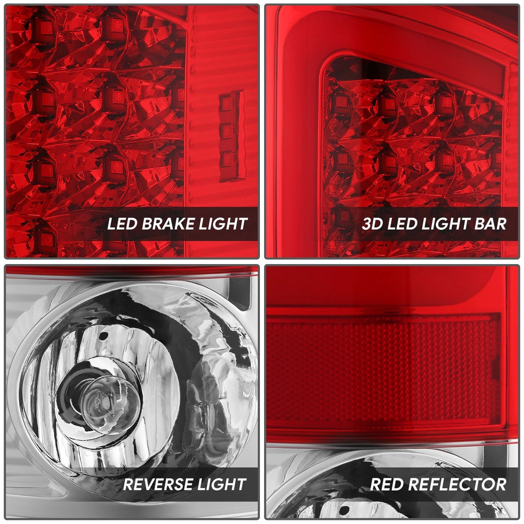 2X LED C-Tube Tail Brake Light Lamp for Dodge Ram 1500 2500 3500 (2002–2006)