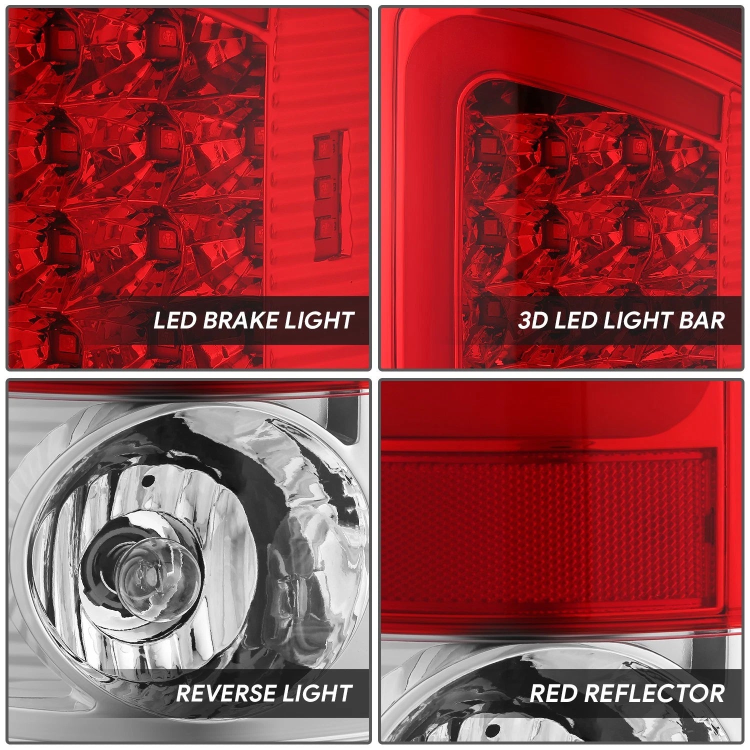2X LED C-Tube Tail Brake Light Lamp for Dodge Ram 1500 2500 3500 (2002–2006)
