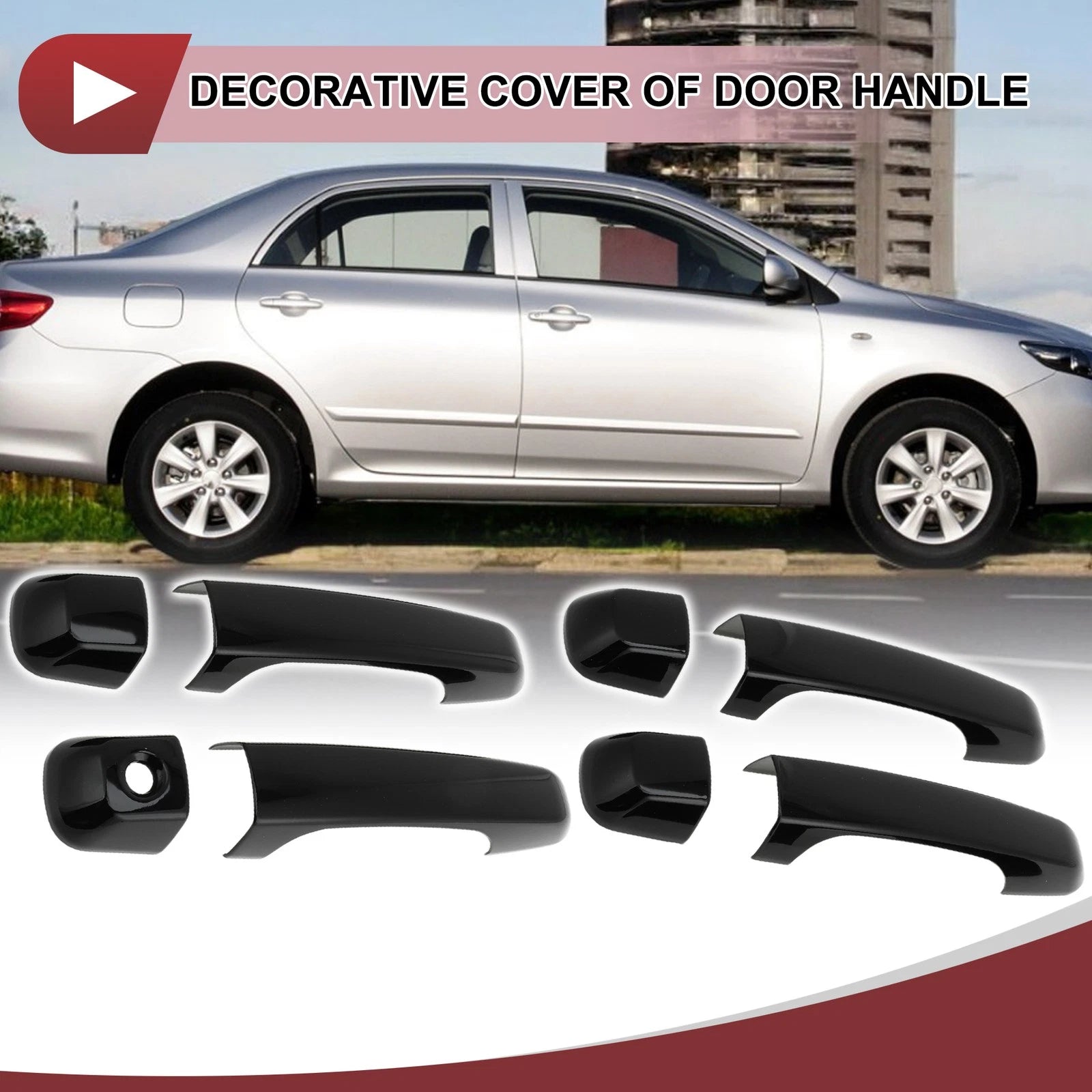 Set of 4 Car Door Handle Covers for Toyota Land Cruiser Prado (2010–2023) Gloss Black ABS