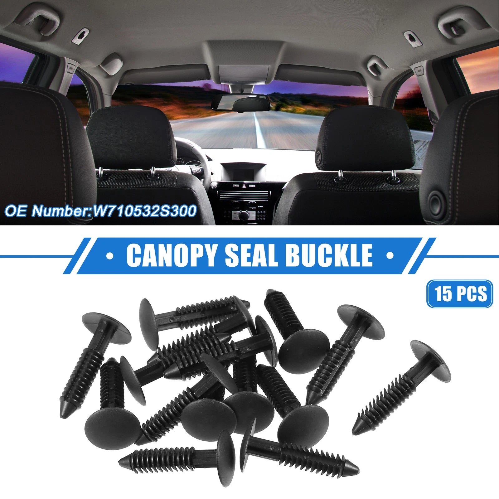 15Pcs Canopy Seal Buckle Clips for Ford Mustang (2005–2012) Black