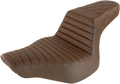 SADDLEMEN Step-Up Seat for Harley Davidson (2014–2023) - Brown Tuck-n-Roll