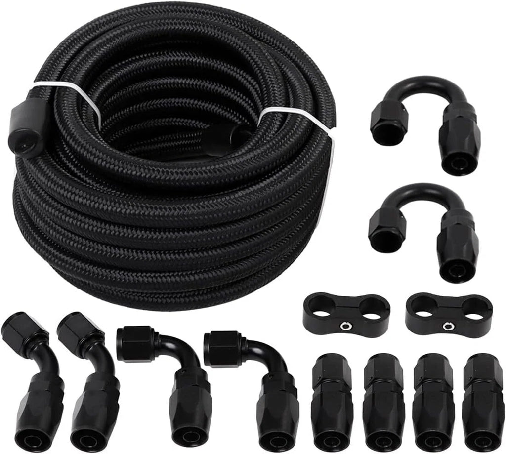 8AN Braided Nylon Fuel Line Kit for Oil Hose End Fittings (For 8AN)