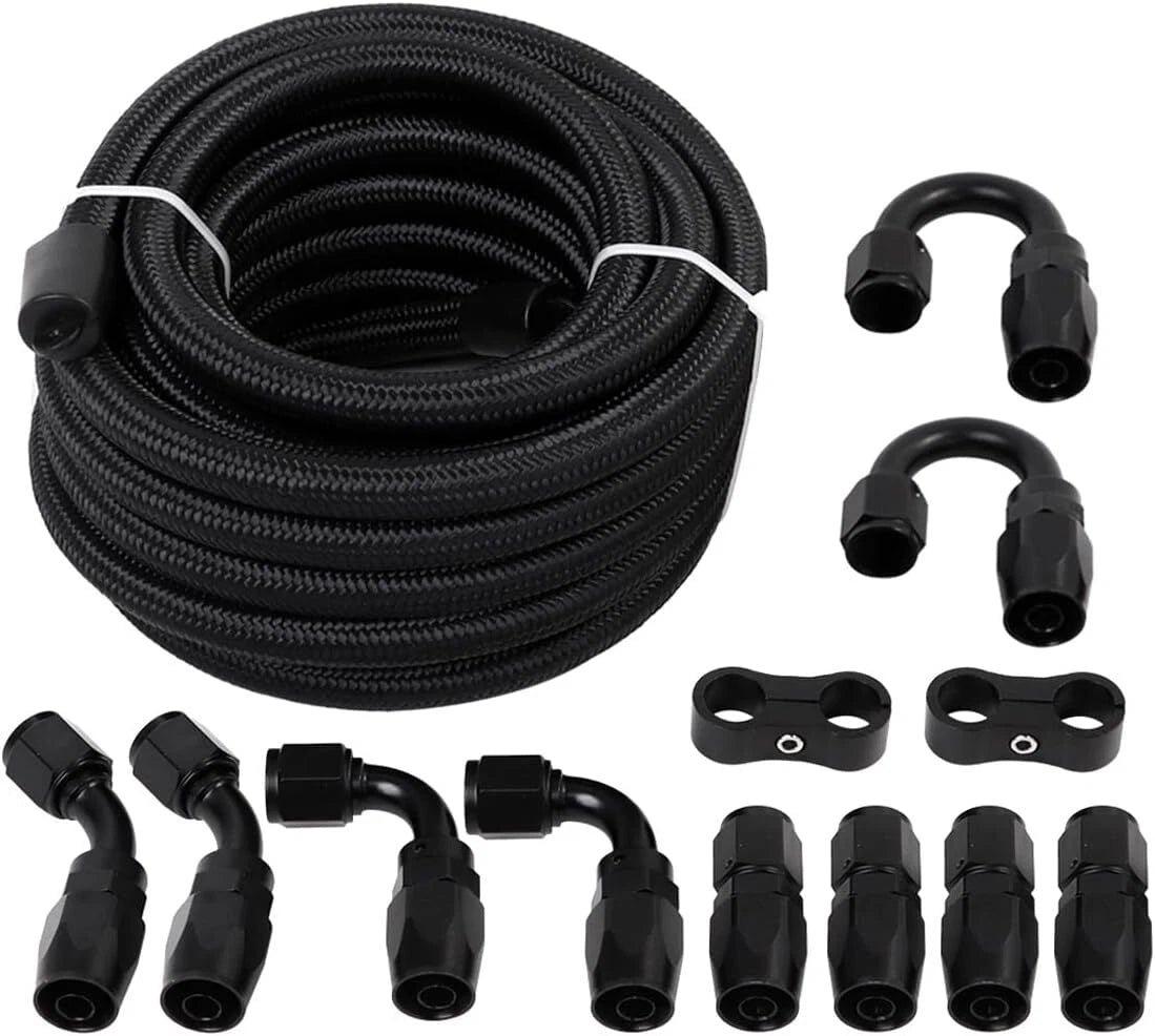 8AN Braided Nylon Fuel Line Kit for Oil Hose End Fittings (For 8AN)