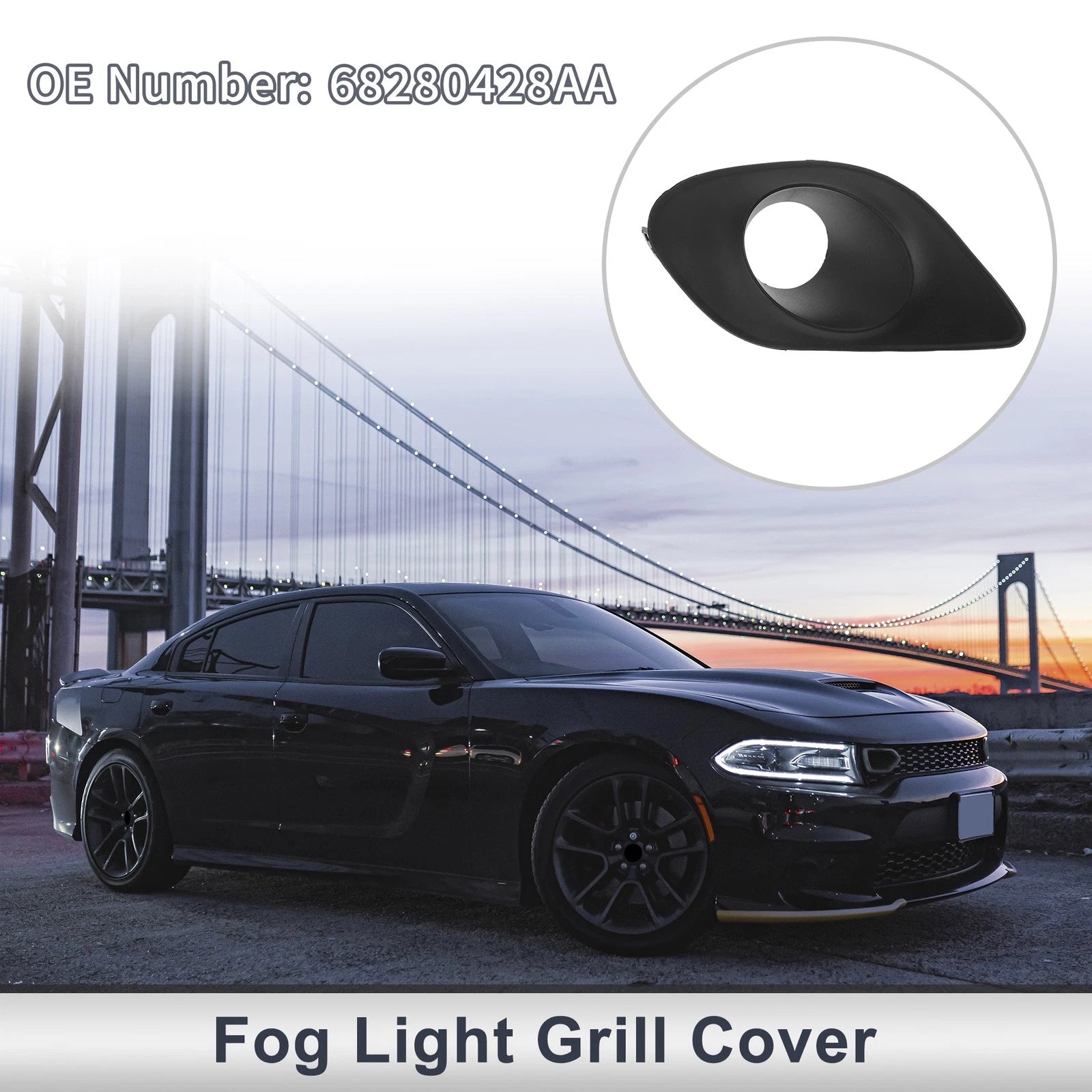 1 Pc Fog Light Grill for Dodge Charger (2015–2020) No. 68280428AA