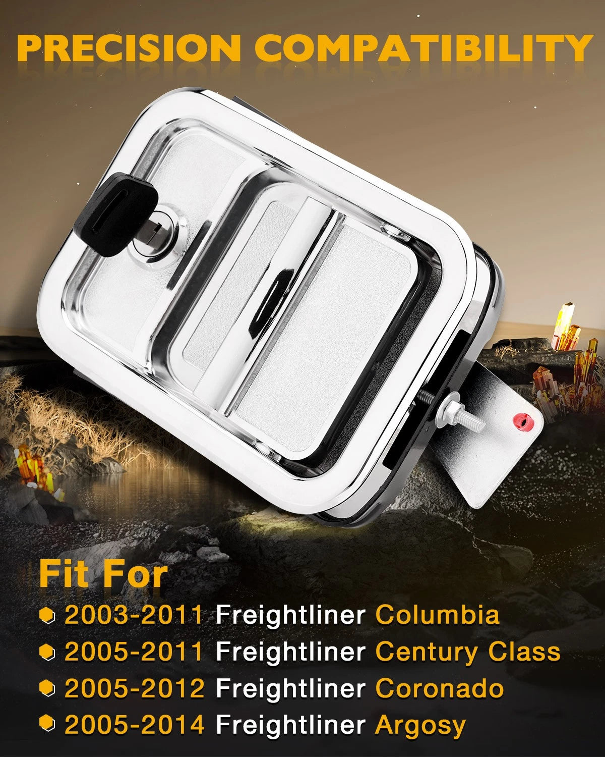 Front Left Exterior Door Handle w/ Lock Cylinder for Freightliner Columbia (2003–2014)