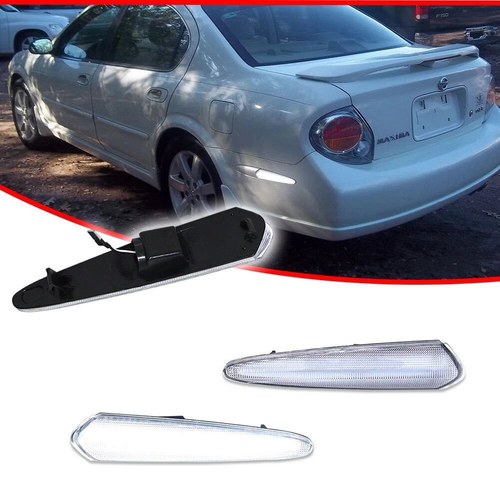 2X Clear White LED Rear Fender Side Marker Lights for Nissan Maxima (2000–2003)