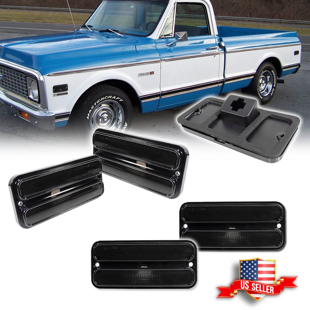 Set of 4 Smoked Side Marker Lights for Chevy GMC Truck (1968–1972)