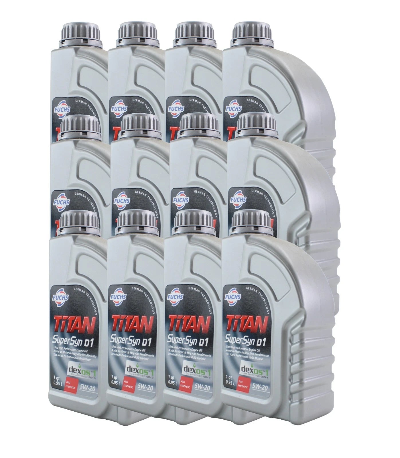Set of 12 Quarts Fuchs TITAN SUPERSYN D1 SAE 5W-20 for Buick Chevrolet Ford