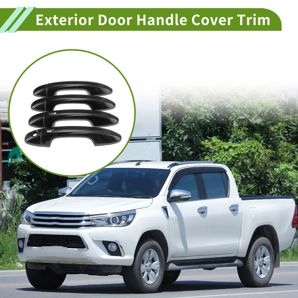 Set of 1 Exterior Door Handle Cover Trim for Toyota Hilux (2015–2023) - Carbon Fiber Black