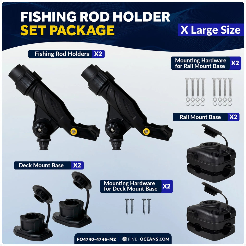 2-Pack Adjustable Fishing Rod Holder Set for Boat & Kayak (Large)