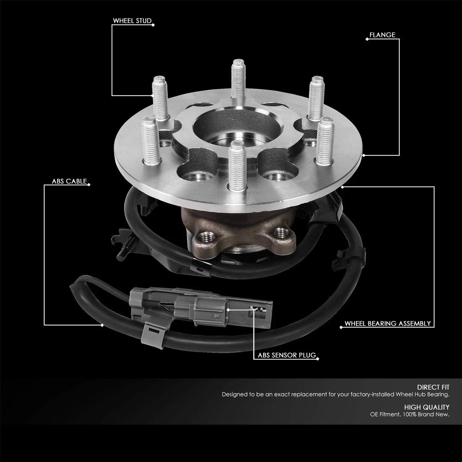 Front Driver Wheel Bearing Hub ABS Sensor for Colorado Canyon (2004–2008)