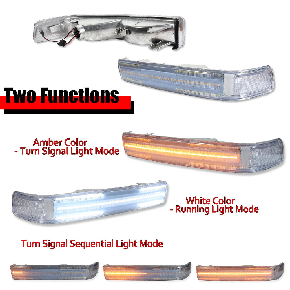 Clear Front Switchback LED Signal Lights for Chevy S10 Blazer GMC Sonoma (1998–2004)
