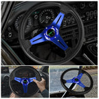 350mm Flat Dish Racing Steering Wheel with Quick Release Adapter