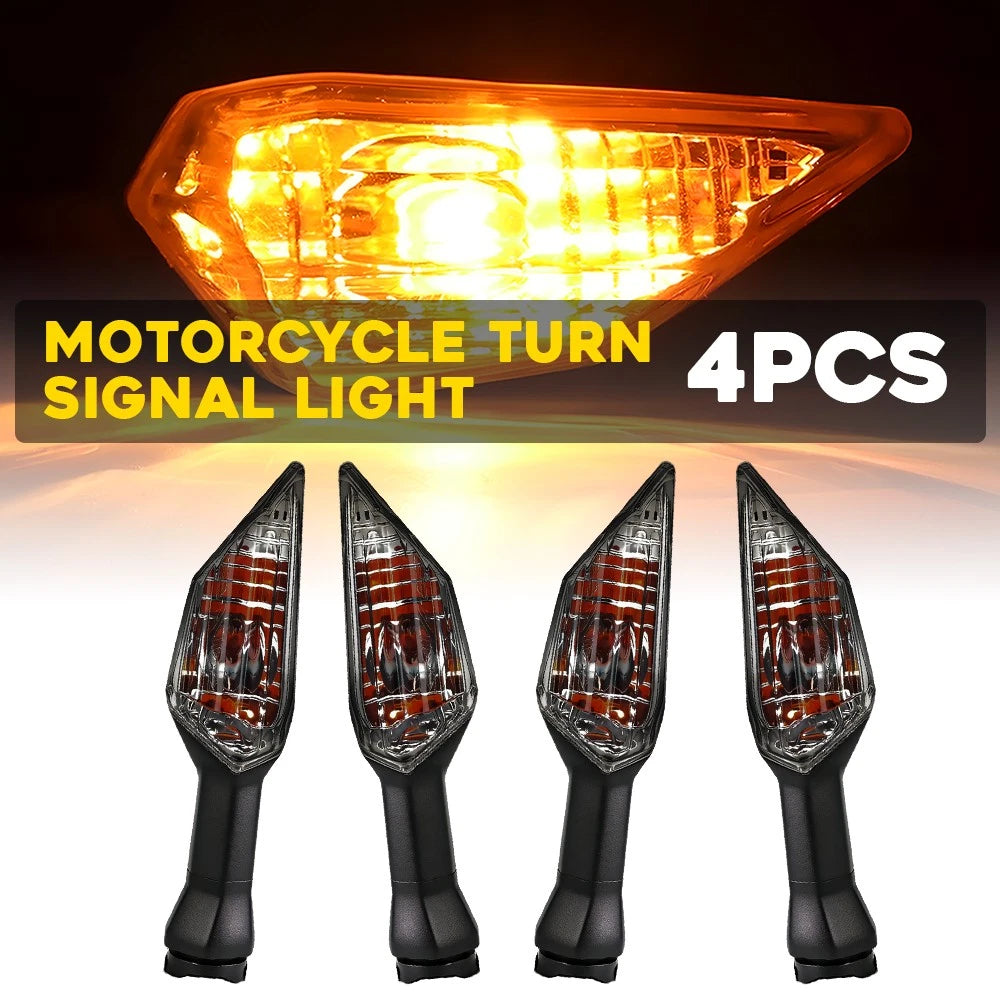 4X Turn Signal Lamps for Kawasaki Ninja 250 300 Z650 Z900 (2013–2023) Amber
