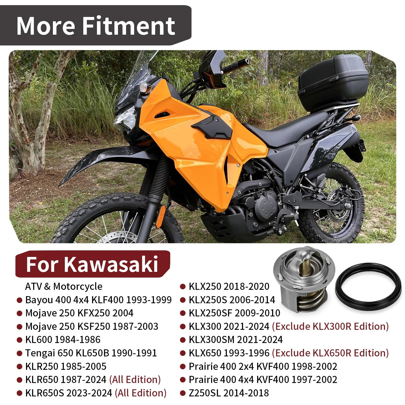 Thermostat with Gasket for Kawasaki KL600 KL650B KLR250 KLR650 KLR650S (1980-2023)