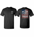 Chevrolet Bowtie T-Shirt Black Licensed American Flag for Chevrolet Trucks (All)