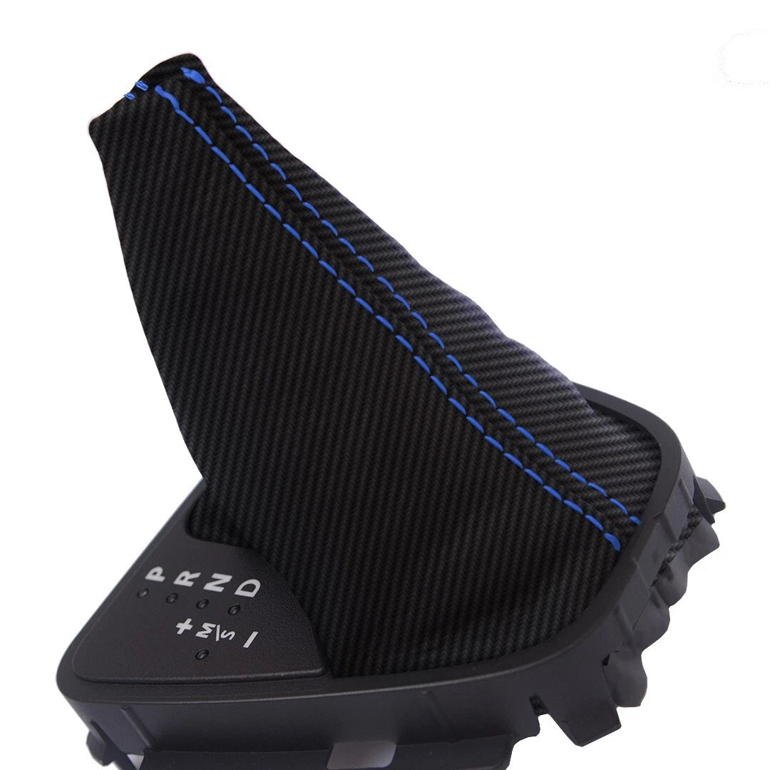 Automatic Shift Boot for Land Rover LR2 (2008–2012) Carbon Fiber Blue Stitch