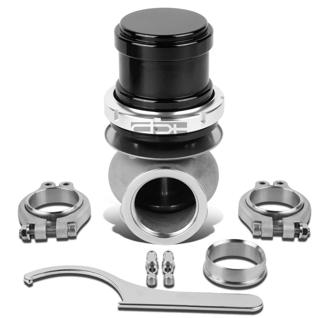 Universal 40mm Turbo V-Band Wastegate Bypass Exhaust + Spring Black