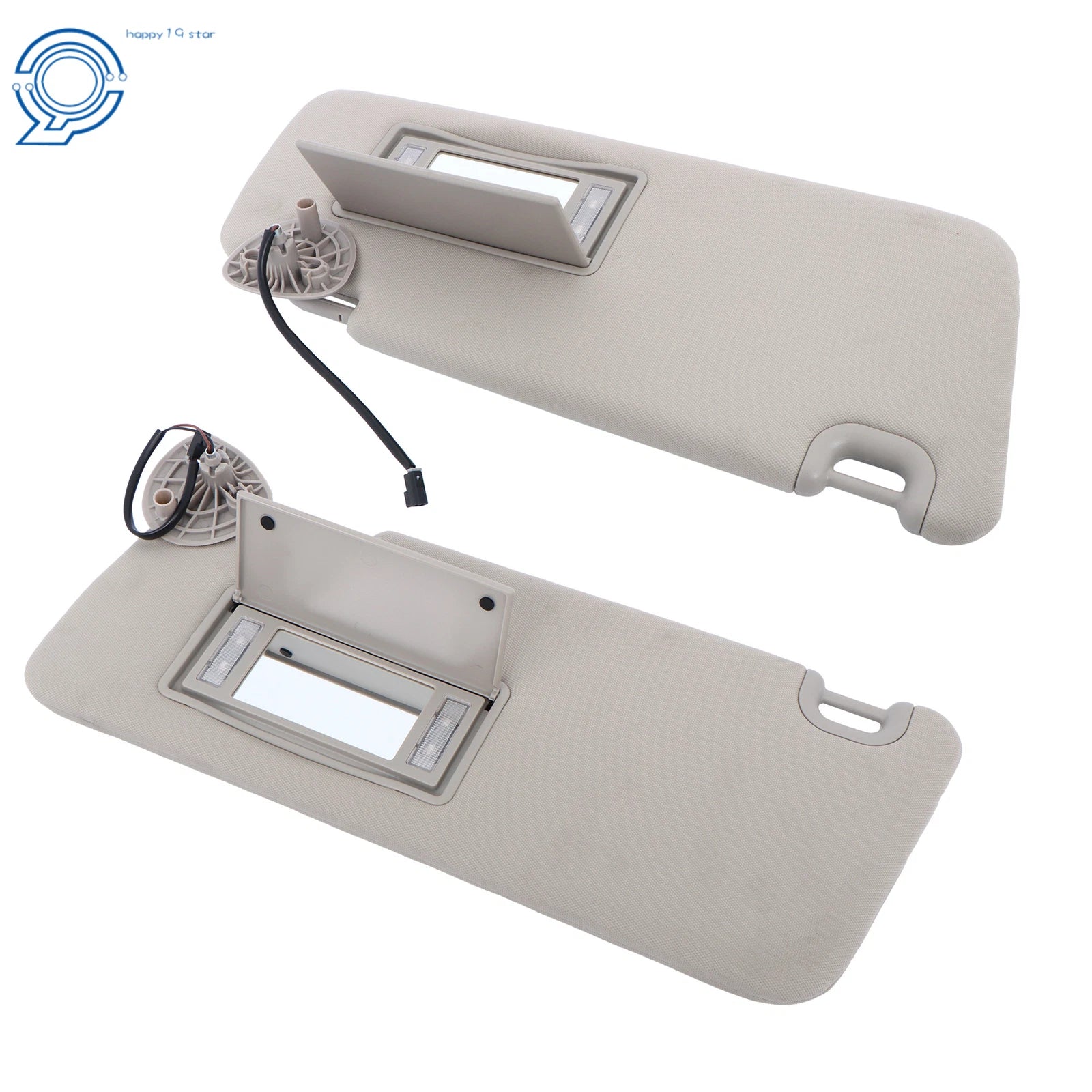 Set of 2 Sun Visors for Ram 1500 2013–2021, 2500 3500 Gray with Lights