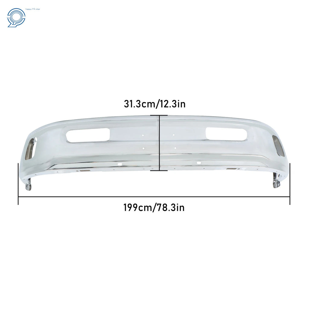 Front Bumper Face Bar for RAM 1500 (2013-2018) Split Design with Fog Light Cutout Chrome