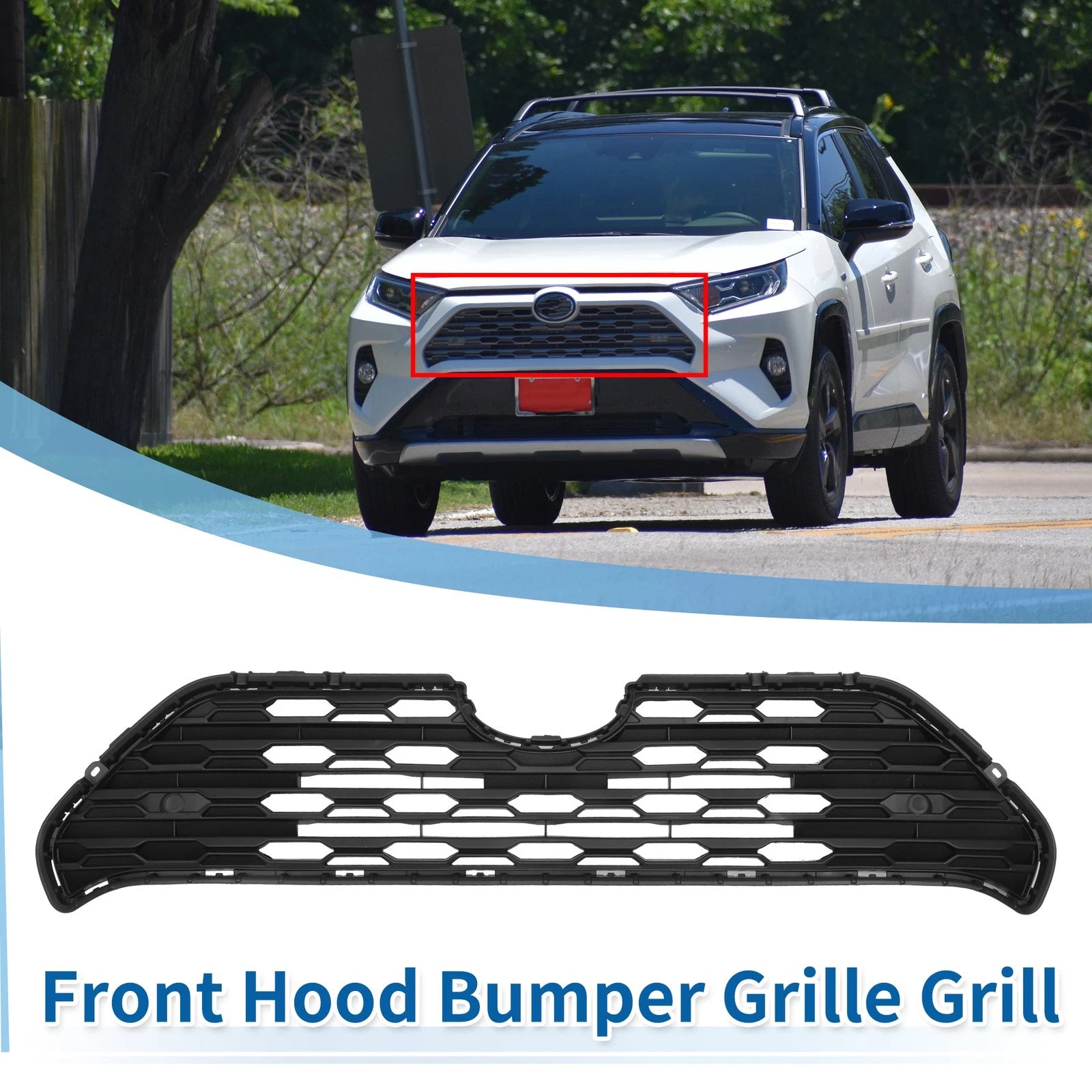 Front Hood Bumper Grille for Toyota RAV4 (2019–2022) No.531120R120 Black