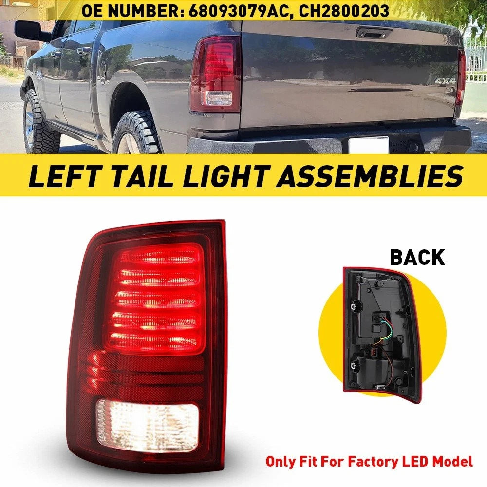 Left Side Tail Light for RAM 1500 2500 (2019–2023) LED Rear Brake Lamp 68093 H