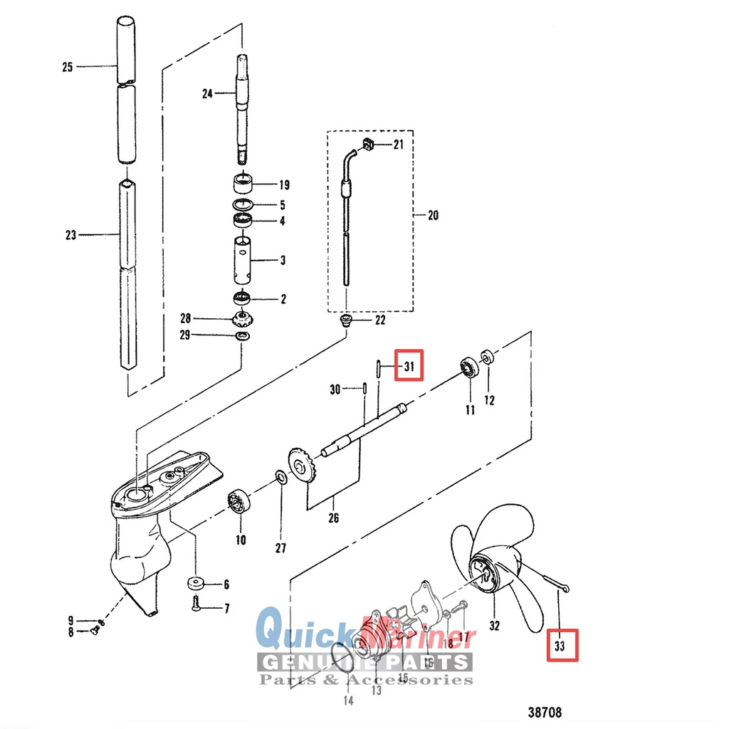 Prop Shear Pin Cotter Pin Key Kit for Nissan Tohatsu Outboard (MFS 2-3.5 HP)