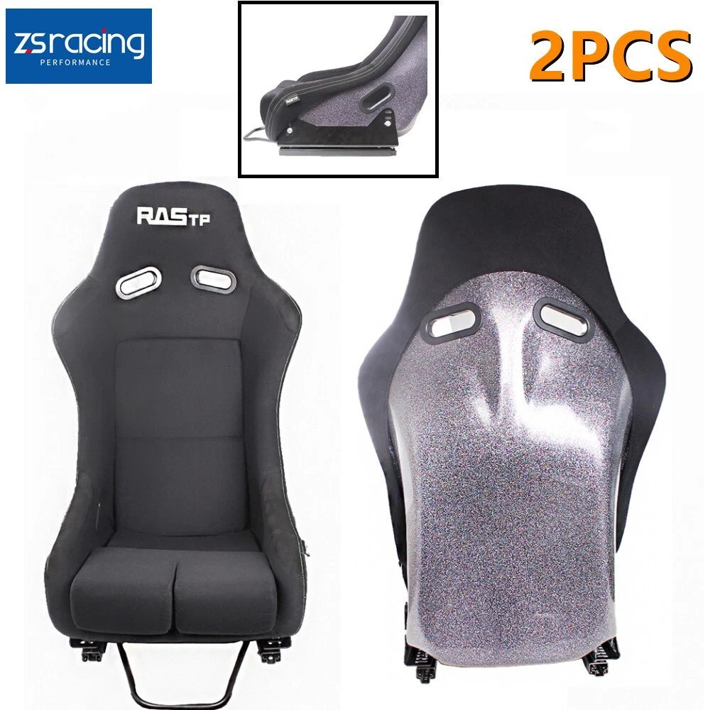 2X Fiber Glass Racing Seats with Stainless Bracket Mount Universal