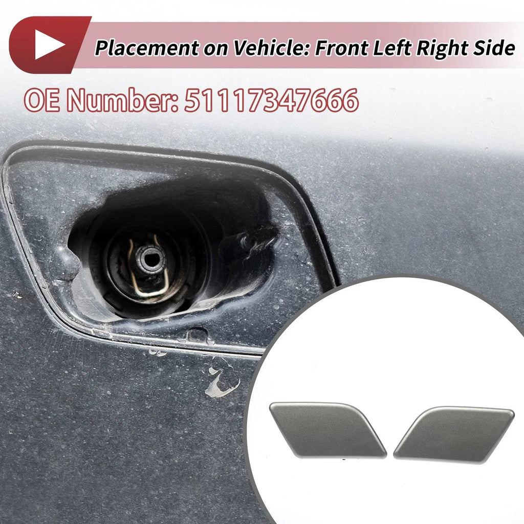 Front Left Right Washer Nozzle Cover Cap for BMW X1 Silver Tone