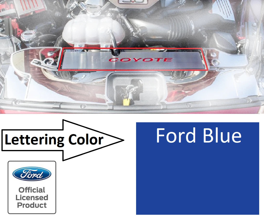 Radiator Cover Plate Coyote Emblem with Ford Blue Letters for 2015-2017 Mustang GT