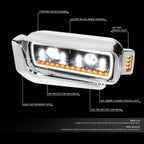 LED DRL Sequential Signal Projector Headlights for Peterbilt 359 379 389 (1981–2021)