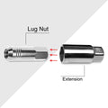 Set of 20 M12X1.25 Silver JDM Open End Conical Hex Wheel Lug Nuts + 20mm Extension