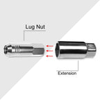Set of 20 M12X1.25 Silver JDM Open End Conical Hex Wheel Lug Nuts + 20mm Extension