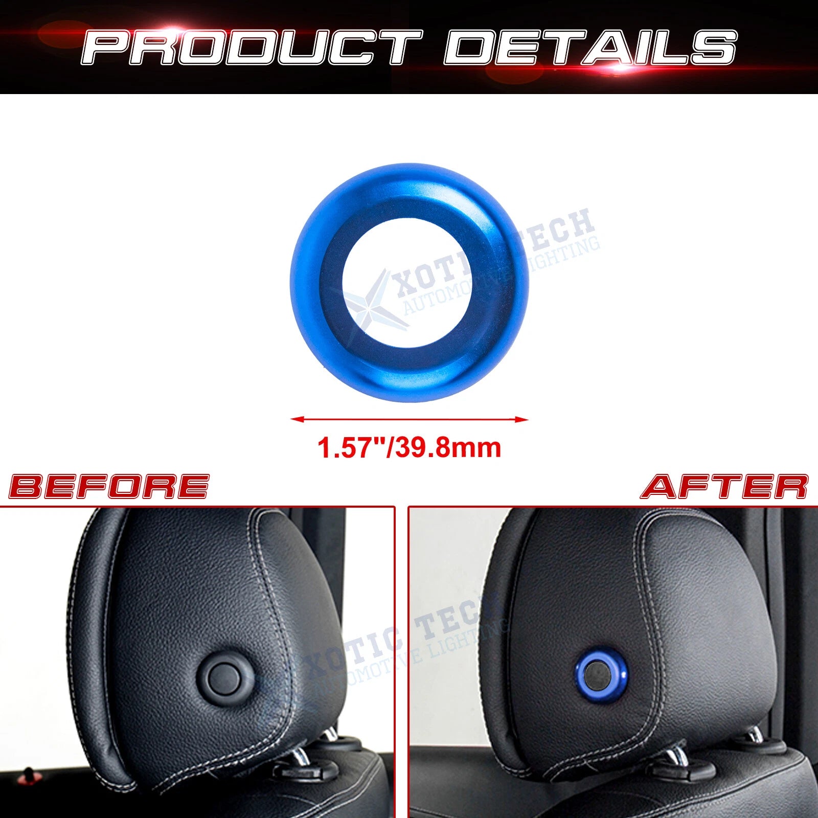 Front Seat Headrest Button Ring Cover for Mercedes C-Class (2015-2021)
