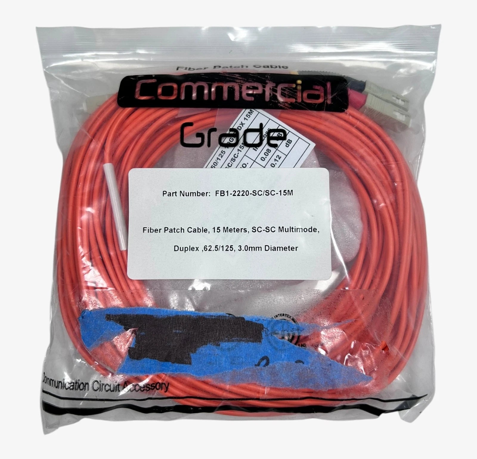 Fiber Patch Cable FB1-2220-SC/SC for Commercial Use (15M)