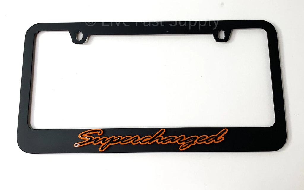 Matte Black Premium License Plate Frame w/ Orange Outline for Chevrolet (2010–2020)