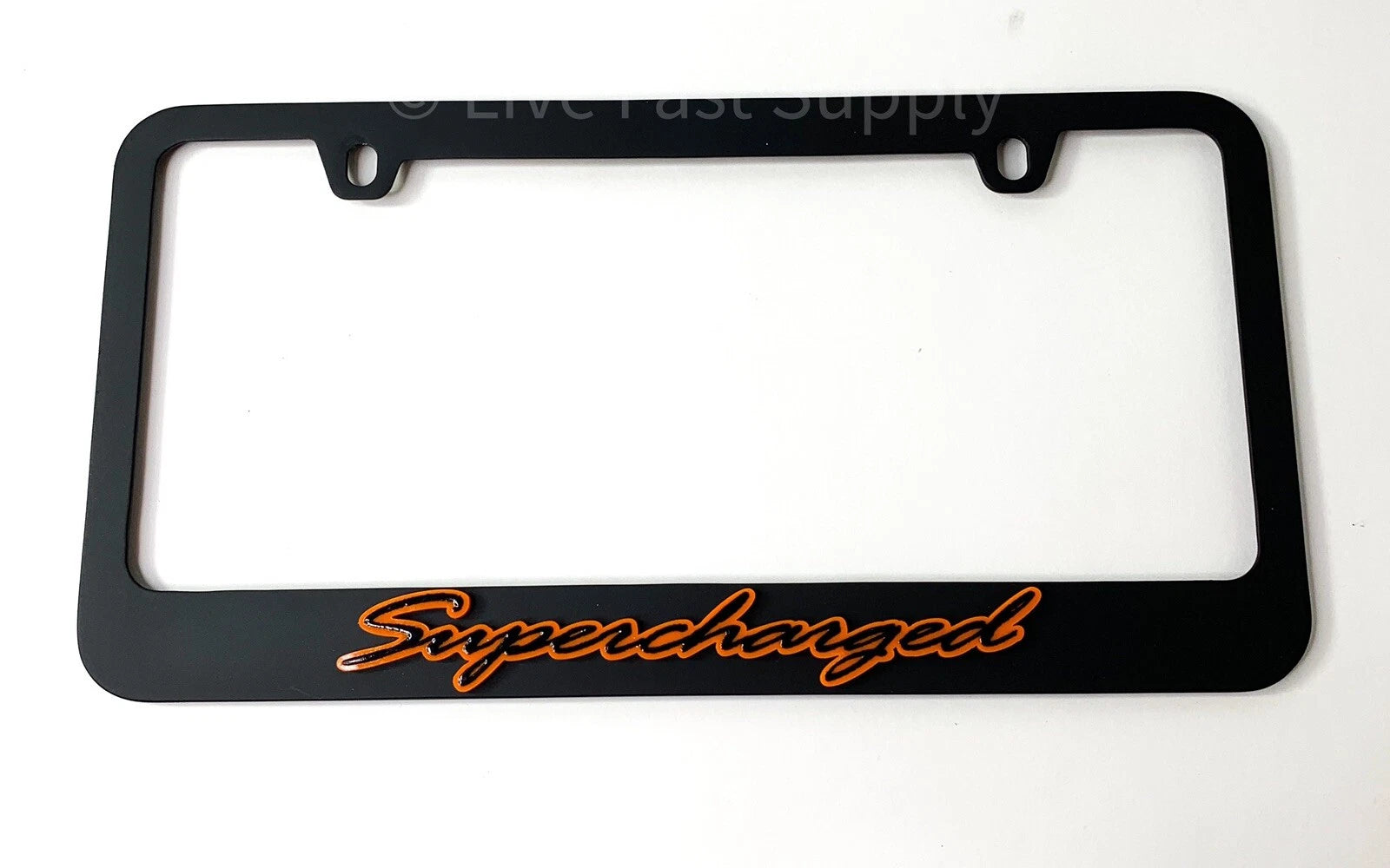 Matte Black Premium License Plate Frame w/ Orange Outline for Chevrolet (2010–2020)